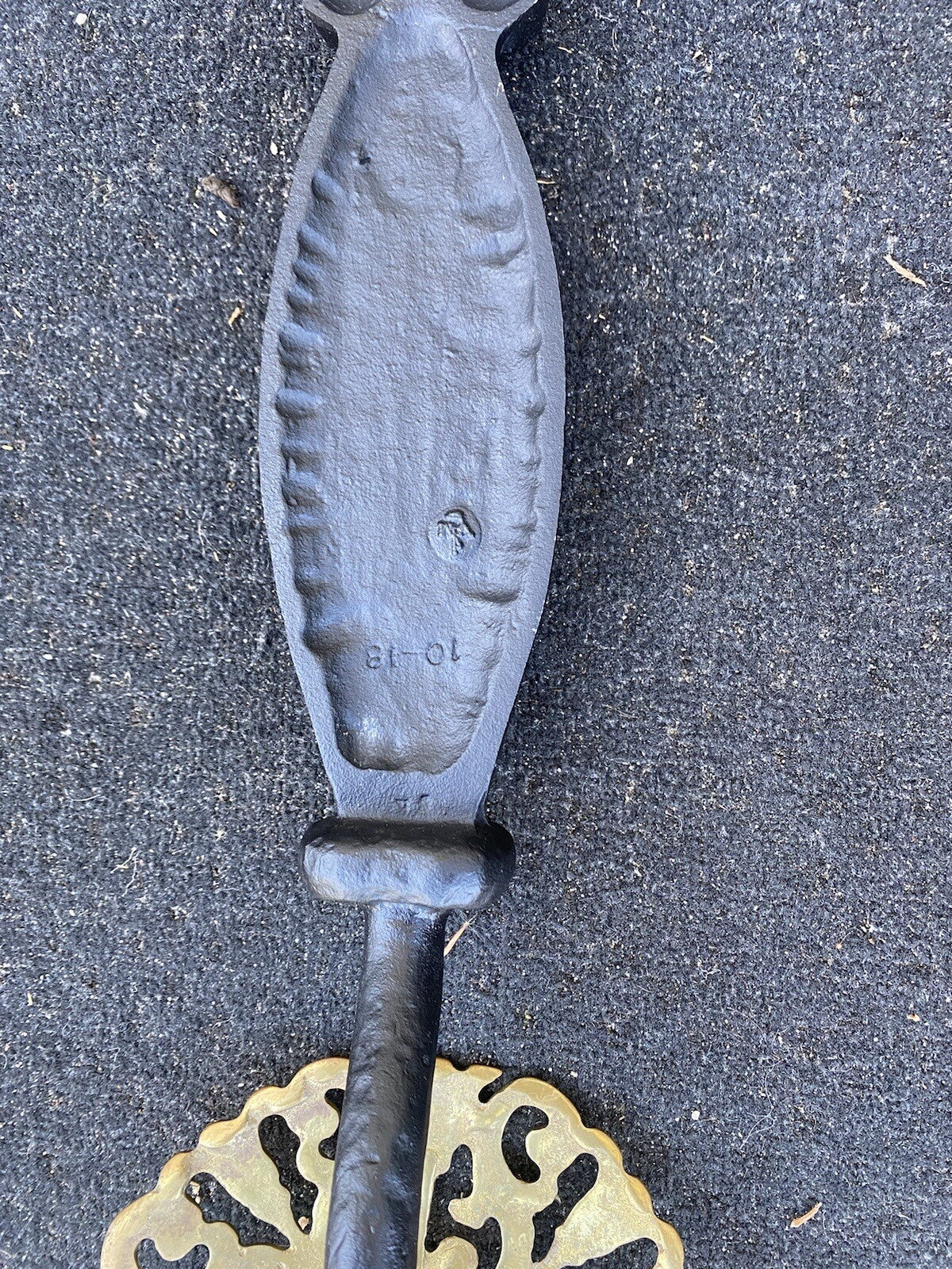 65387  Antique Iron  Andirons Fireplace Mantle