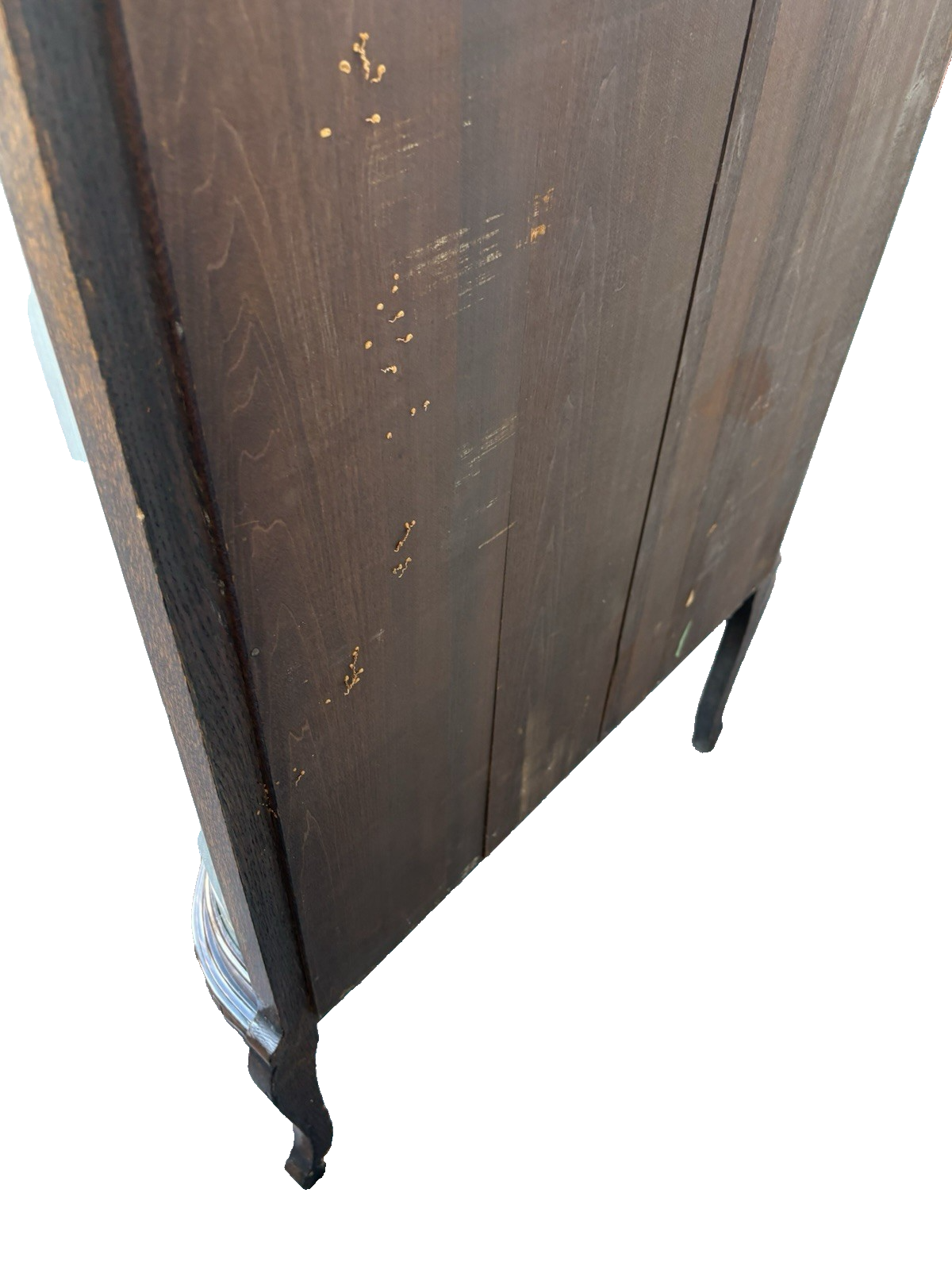 67008 Antique Victorian Oak Serpentine Glass Curio China Cabinet