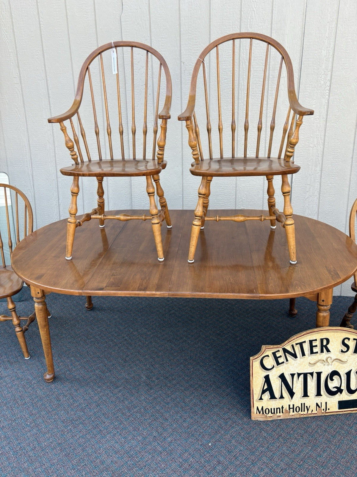 66858 ETHAN ALLEN Maple Dining Table W/ 2 Leafs + 4 Windsor Chair s