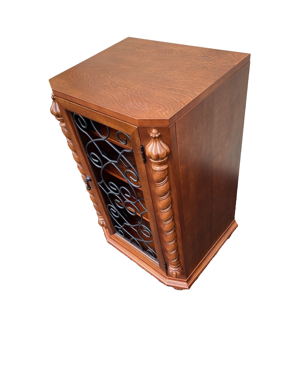 64917  Mahogany Nightstand End Table Stand Wine Rack