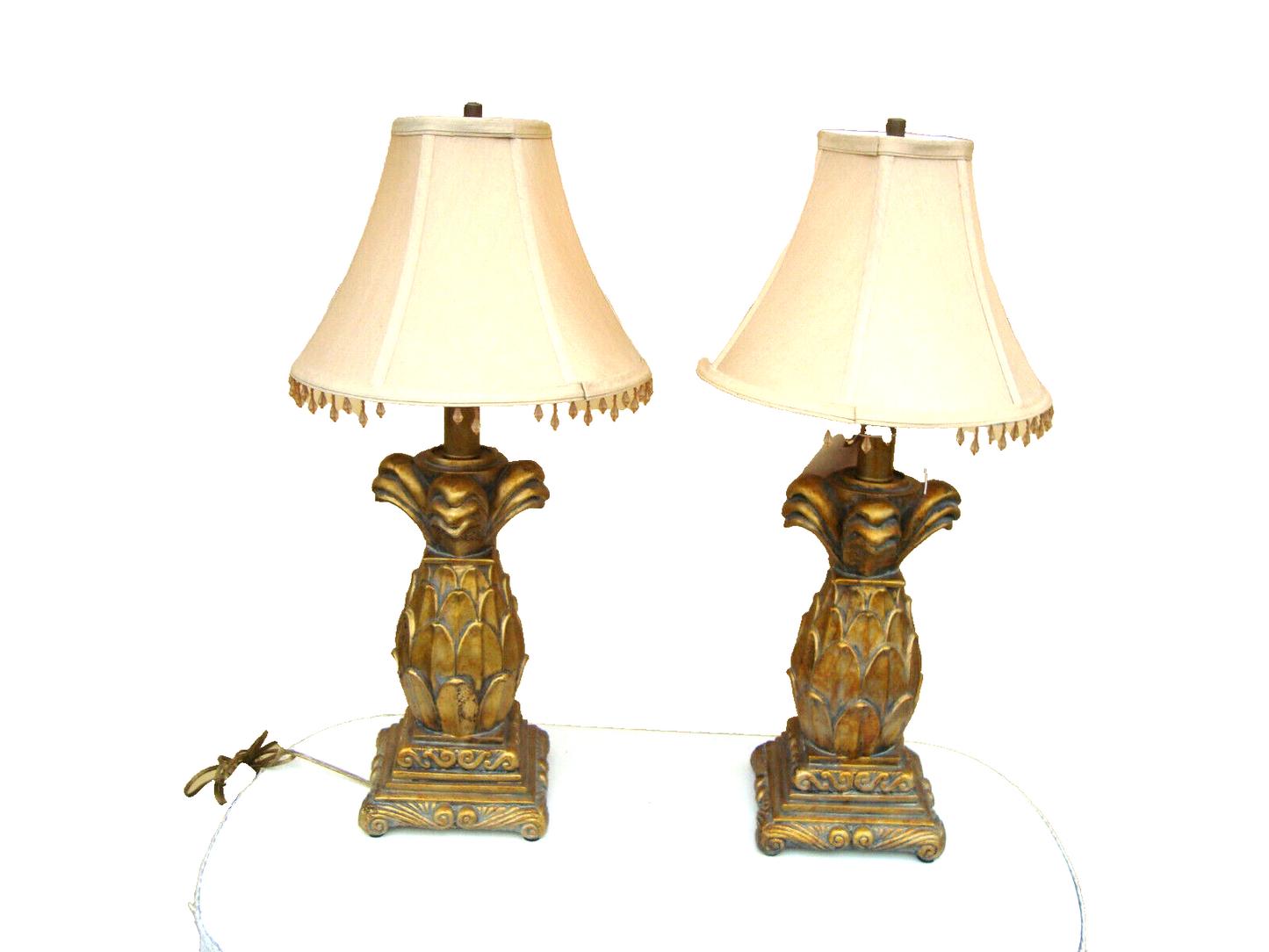 58062 PAIR OF PINEAPPLE TABLE LAMPS WITH PRISM SHADES