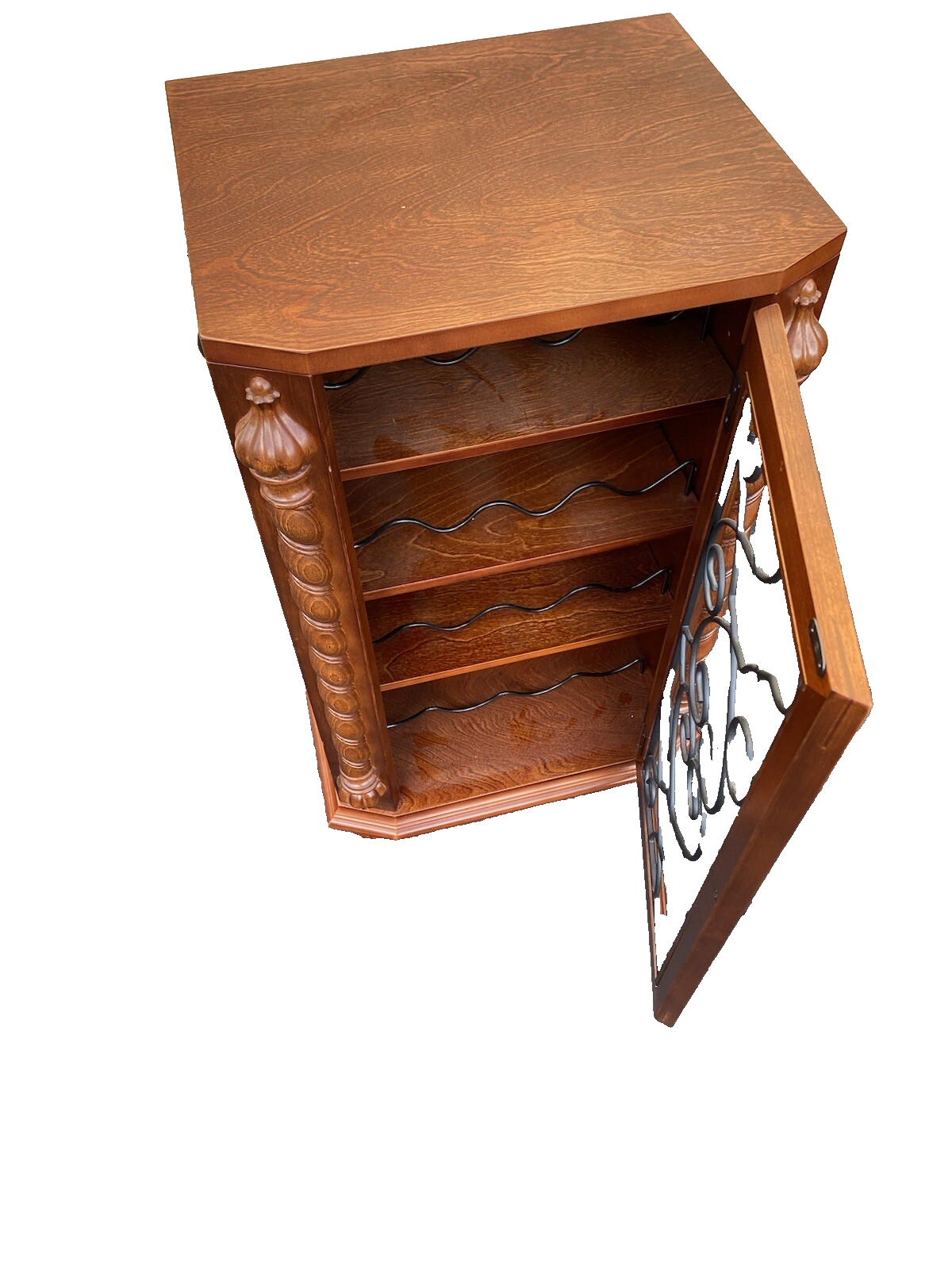 64917  Mahogany Nightstand End Table Stand Wine Rack