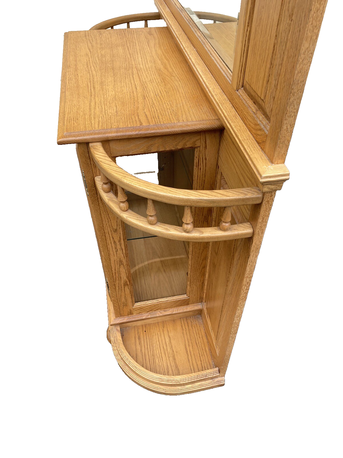 64774  Oak Hall Seat Hat Rack Umbrella Stand Curio