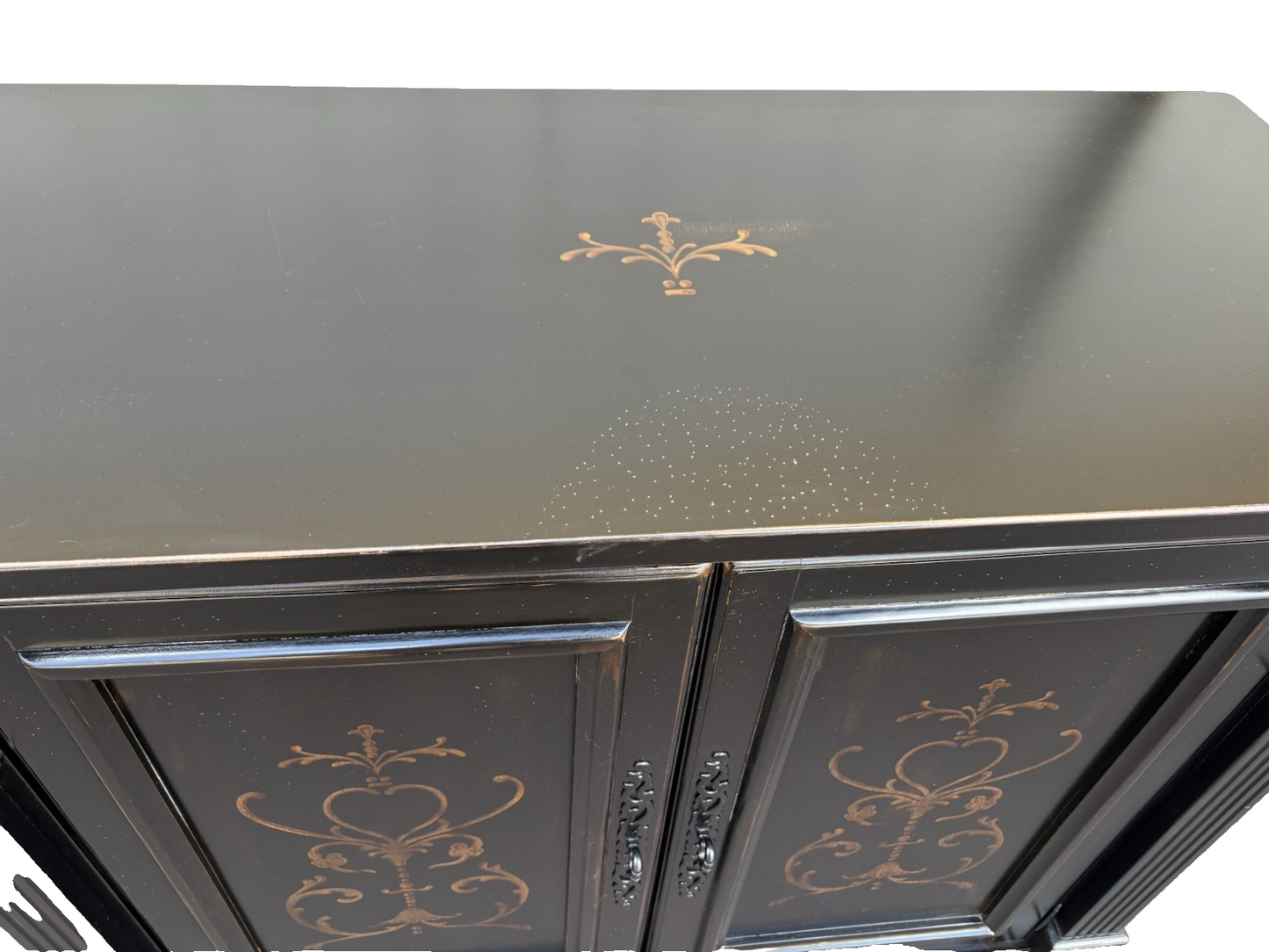 66991 Decorator Stenciled Storage Cabinet Sideboard Buffet Liquor Cabinet