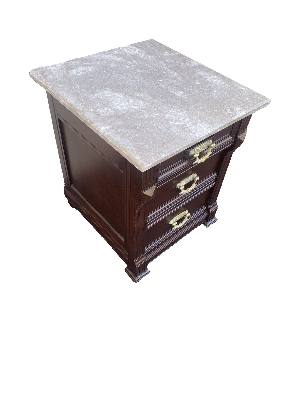 64722 Antique Victorian Marble Top Nightstand End Table Stand