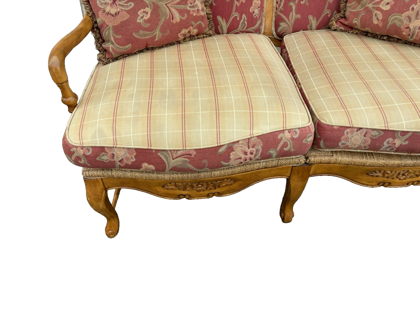 66788 ASHLEY Furniture Rush Seat Loveseat Sofa Settee Couch REVERSABLE PILLOWS