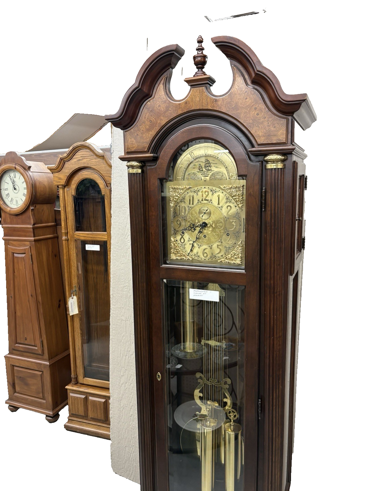 66053 RIDGEWAY Grandfather Clock Professionally Serviced Good Working Condition