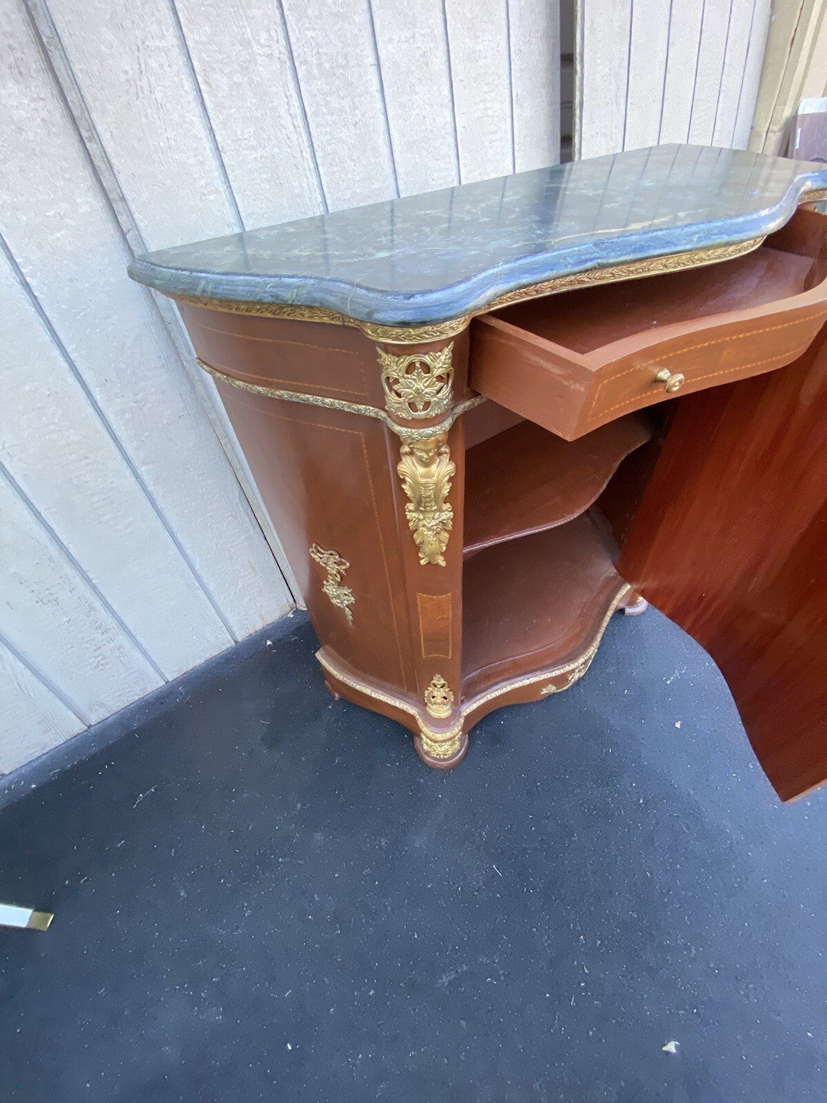 65106 Marble Top Figural Console Table Stand Sideboard Server