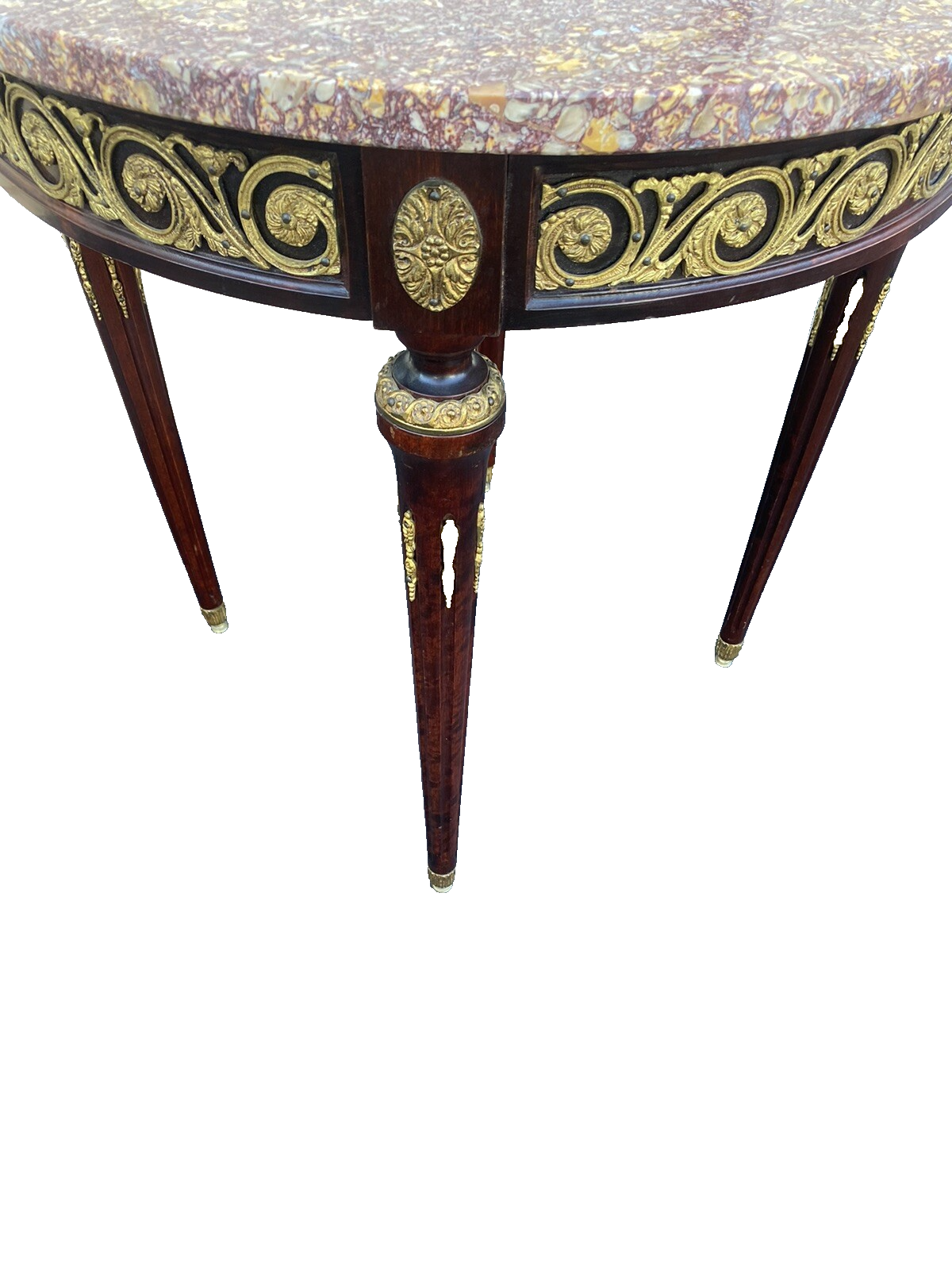 65666 Round Marble Top Lamp Table with Bronze ormalu