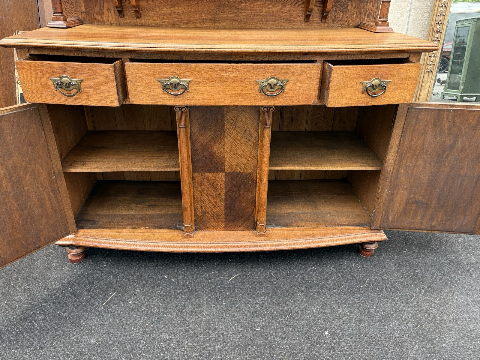 66739  Antique Victorian Oak Buffet Sideboard with Mirror