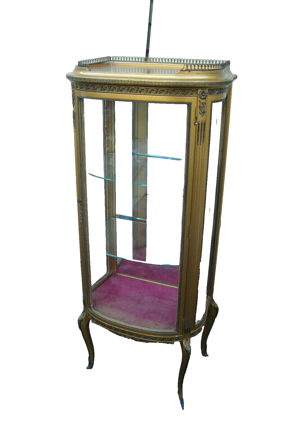 61738 Gold Bow Glass Lighted Curio Cabinet Etergie