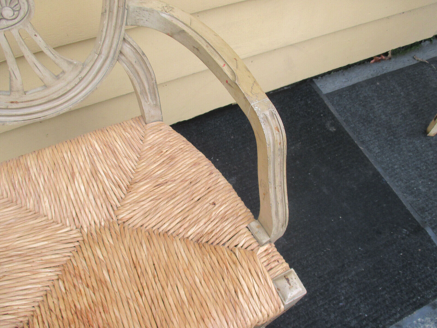 58315 Decorator  Romantic Shabby Rush Seat Arm Chair