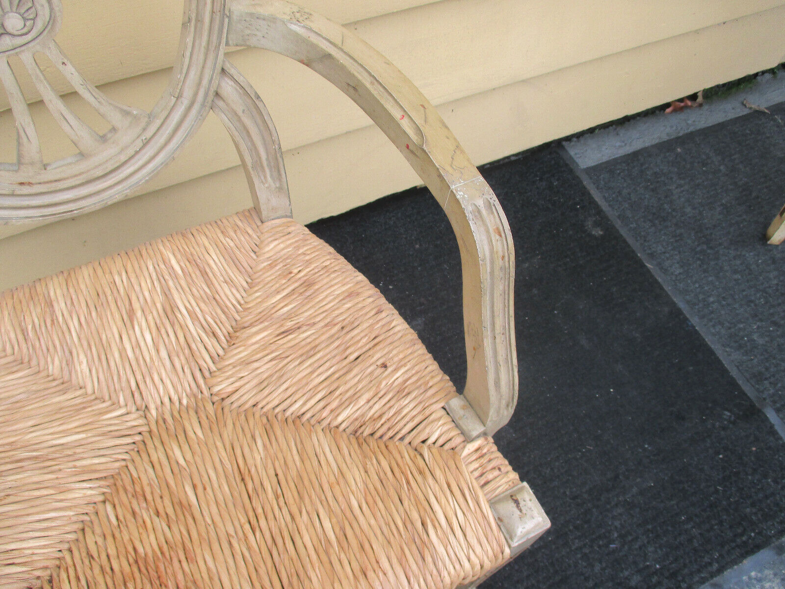 58315 Decorator  Romantic Shabby Rush Seat Arm Chair