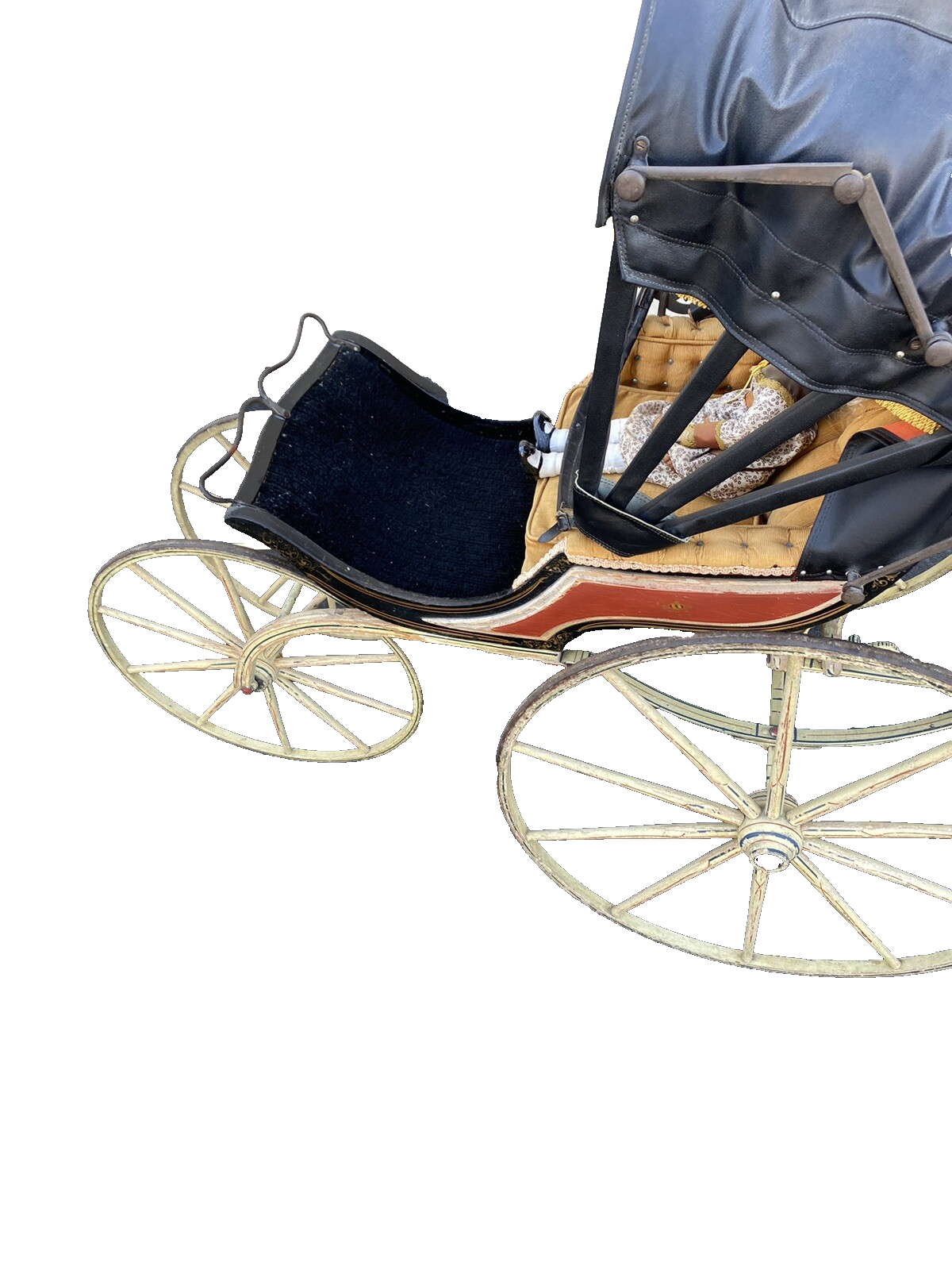 65400   RARE Antique AMISH Baby Buggy Stroller Has Hand Painted Stenciled Design