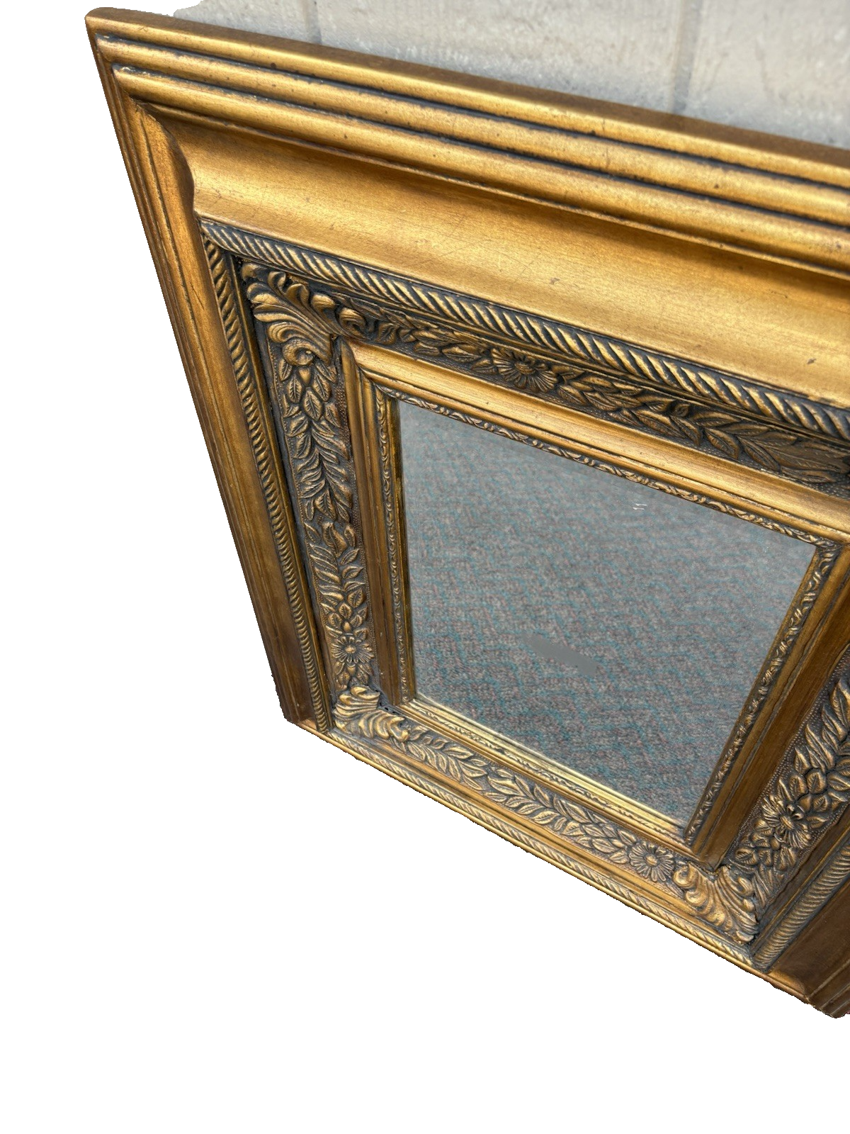 66980 Gold Square Beveled Mirror In Fancy WOOD Picture Frame