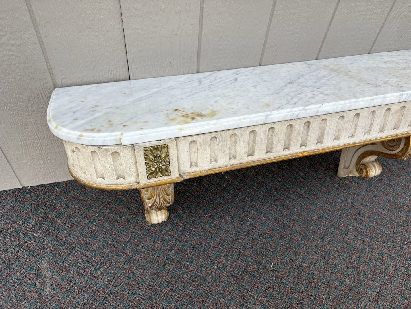 66591   Quality Wood Marble Top Wall Mantle Shelf