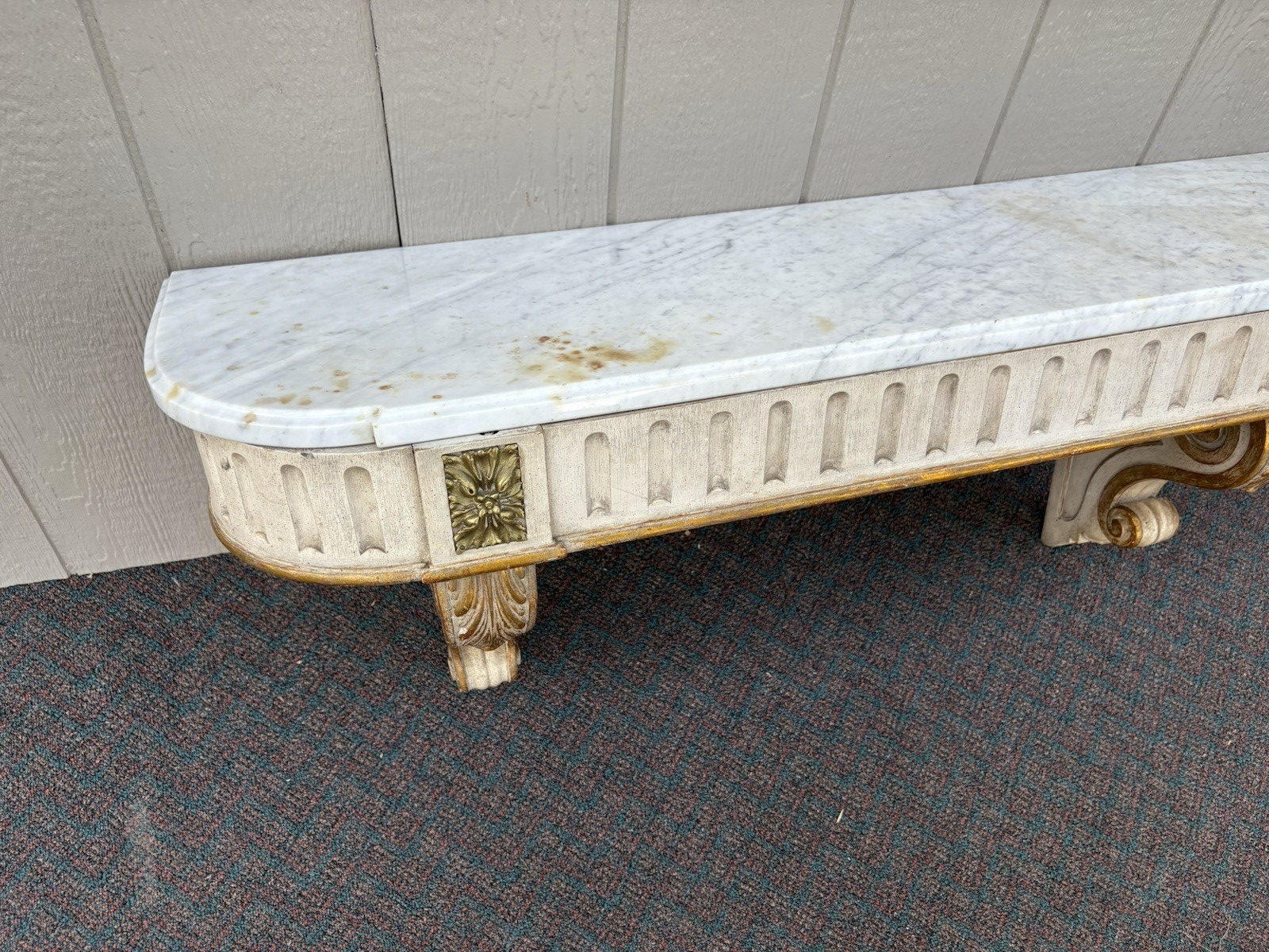 66591   Quality Wood Marble Top Wall Mantle Shelf