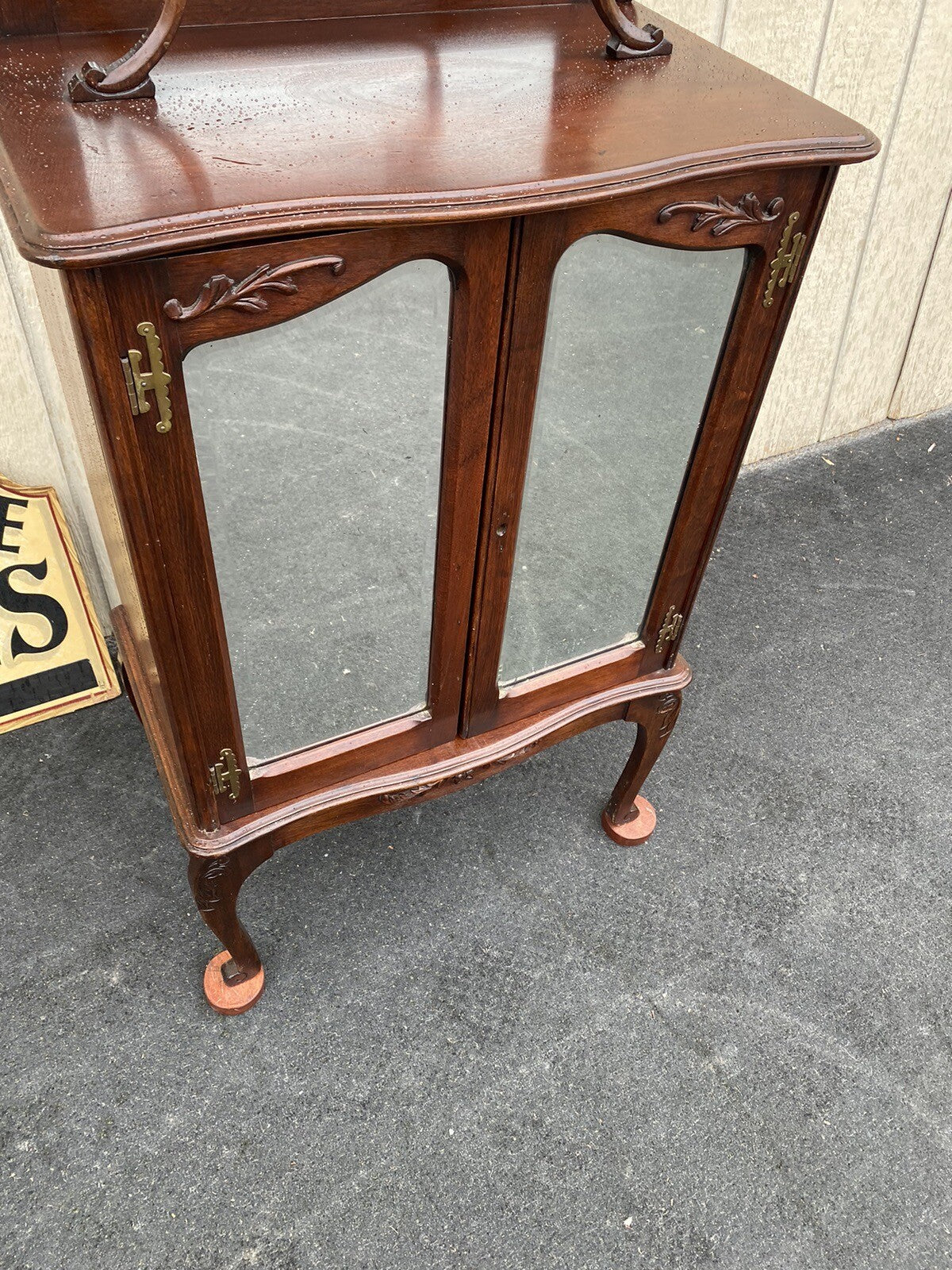 64992   Antique Victorian  Mahogany Mirrored Cabinet