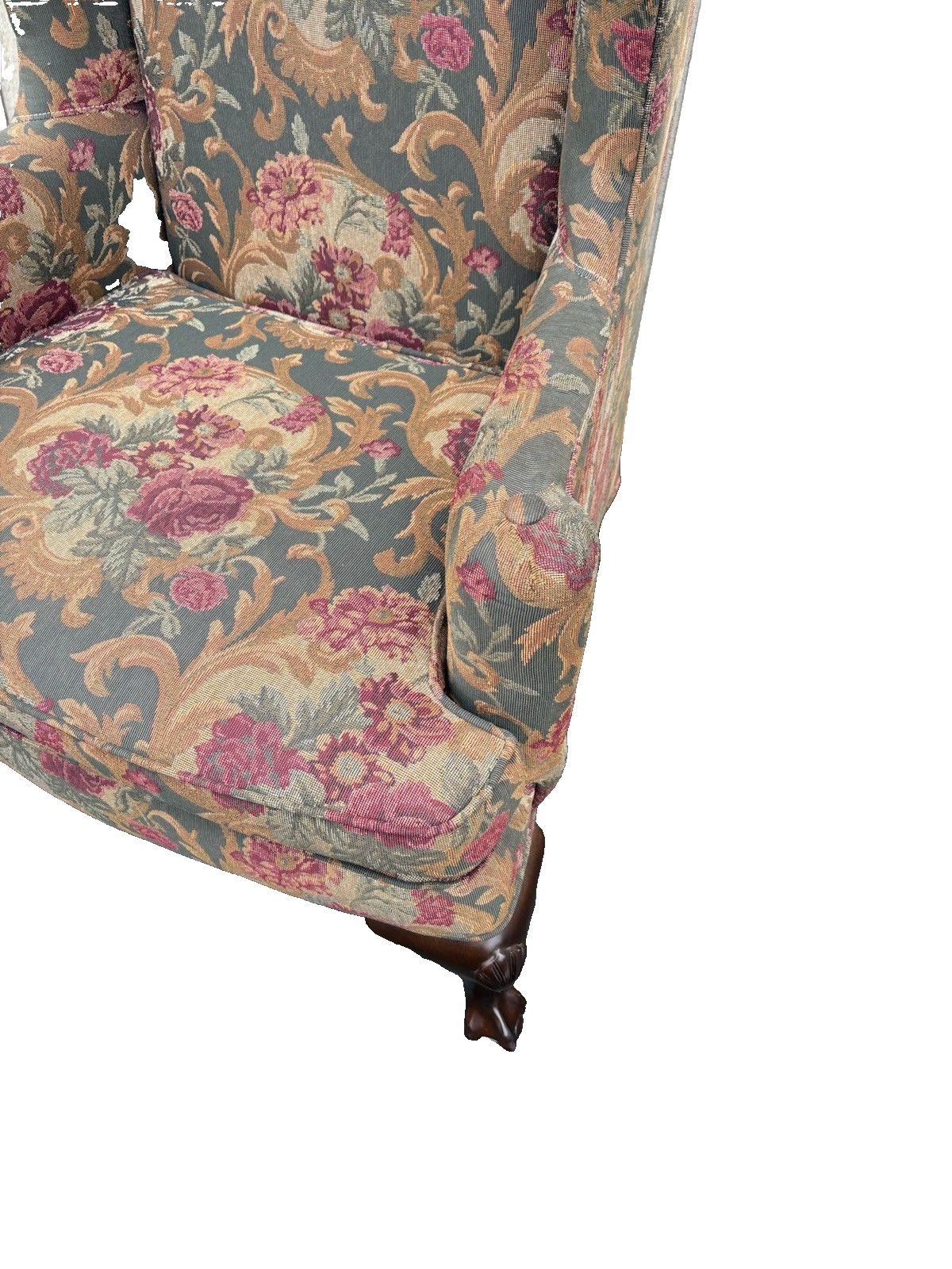 66758  Pair ETHAN ALLEN Wing Back Armchair Chair s With Arm Covers