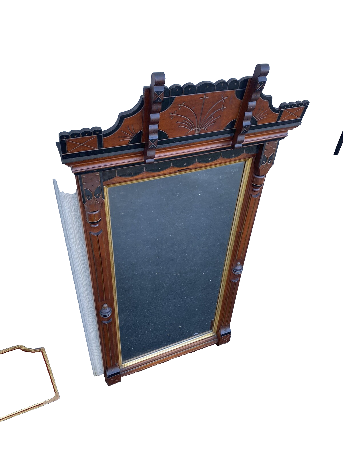 66313 Antique Victorian Walnut Mirror