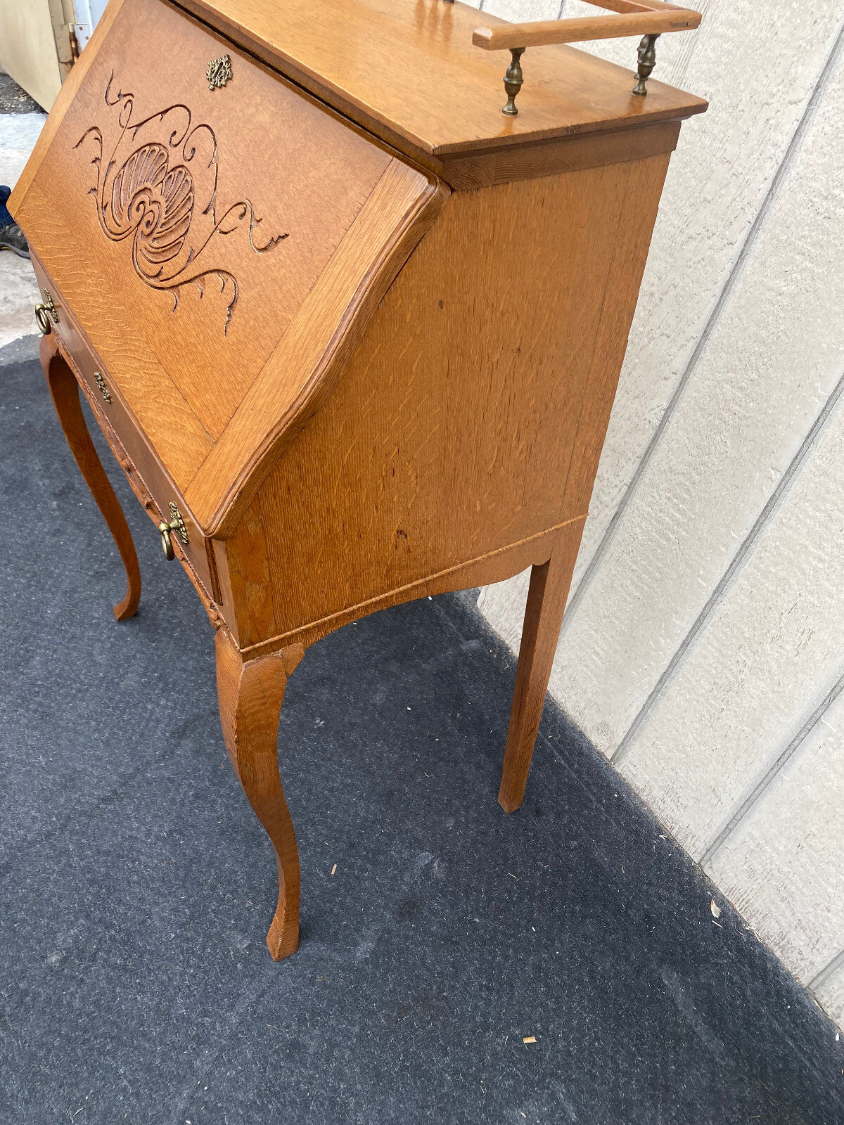 64479   Antique Victorian Oak Slantfront Office Desk