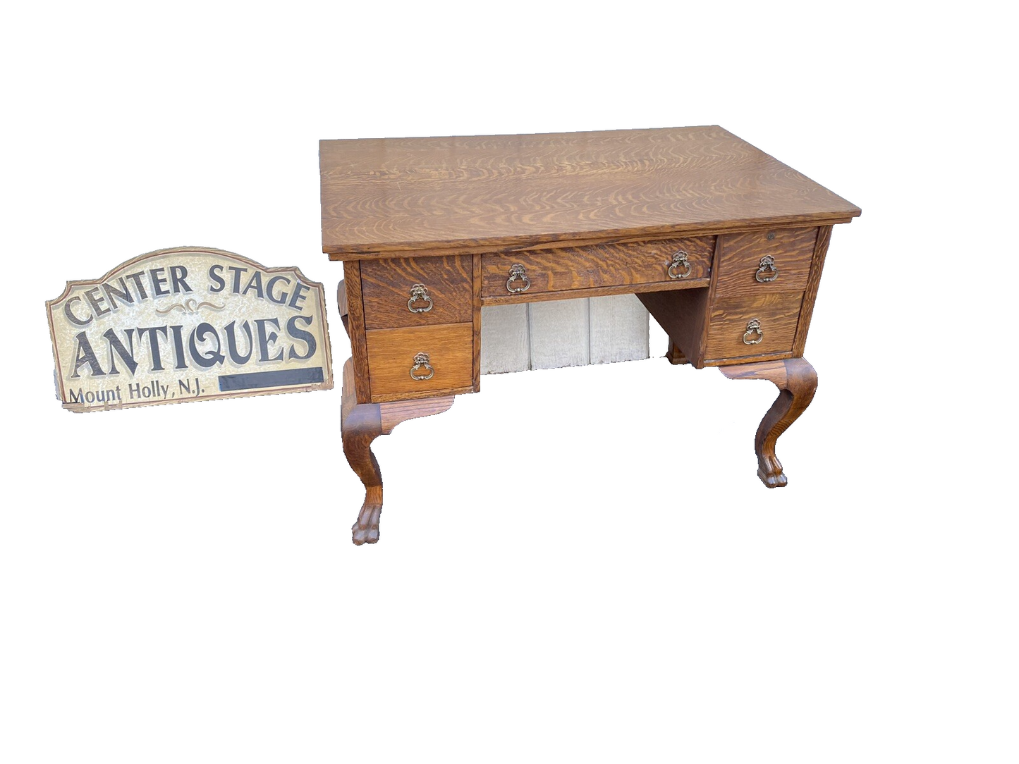 66276 Antique Victorian Oak Partners Desk