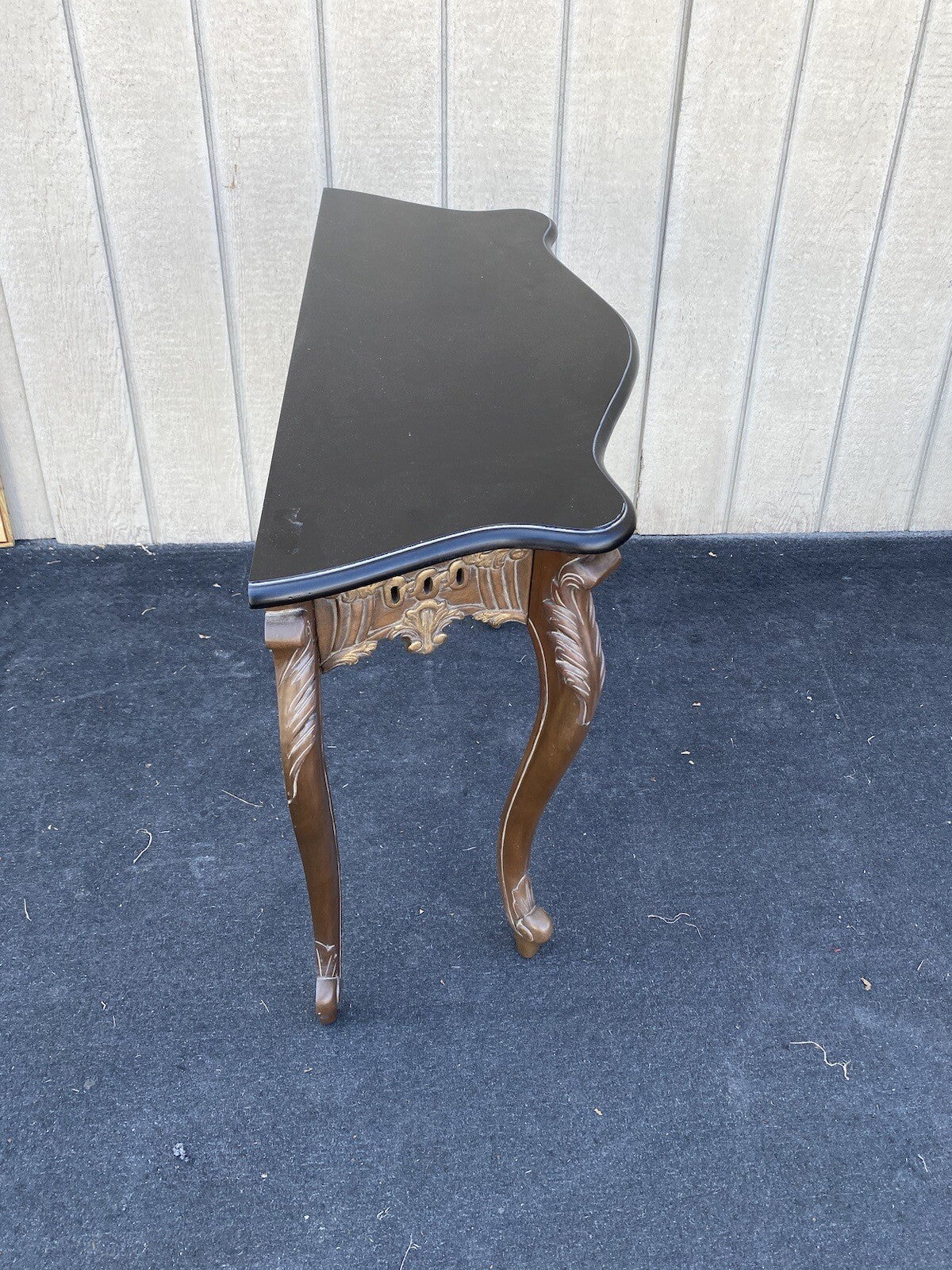 64748  Marble Top Carved Mahogany Console Table