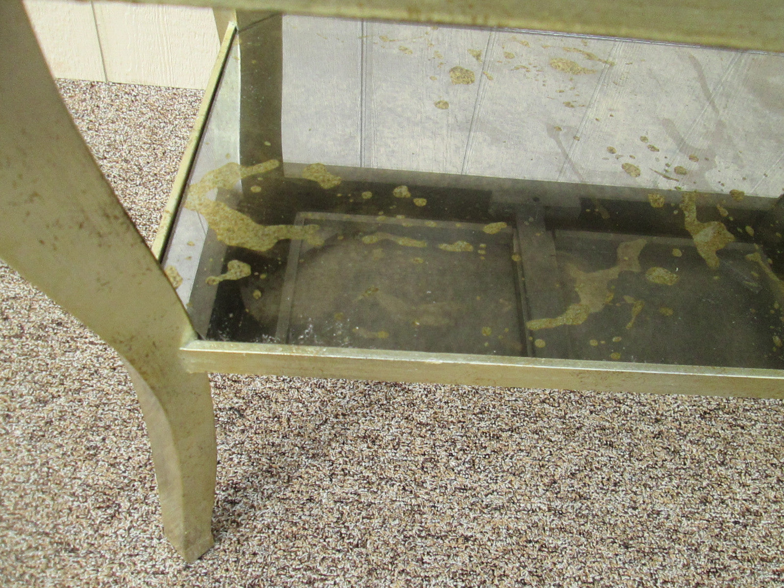 54541 Mirrored MID CENTURY Modern Glass Lamp Table Stand w/ Drawer Nightstand