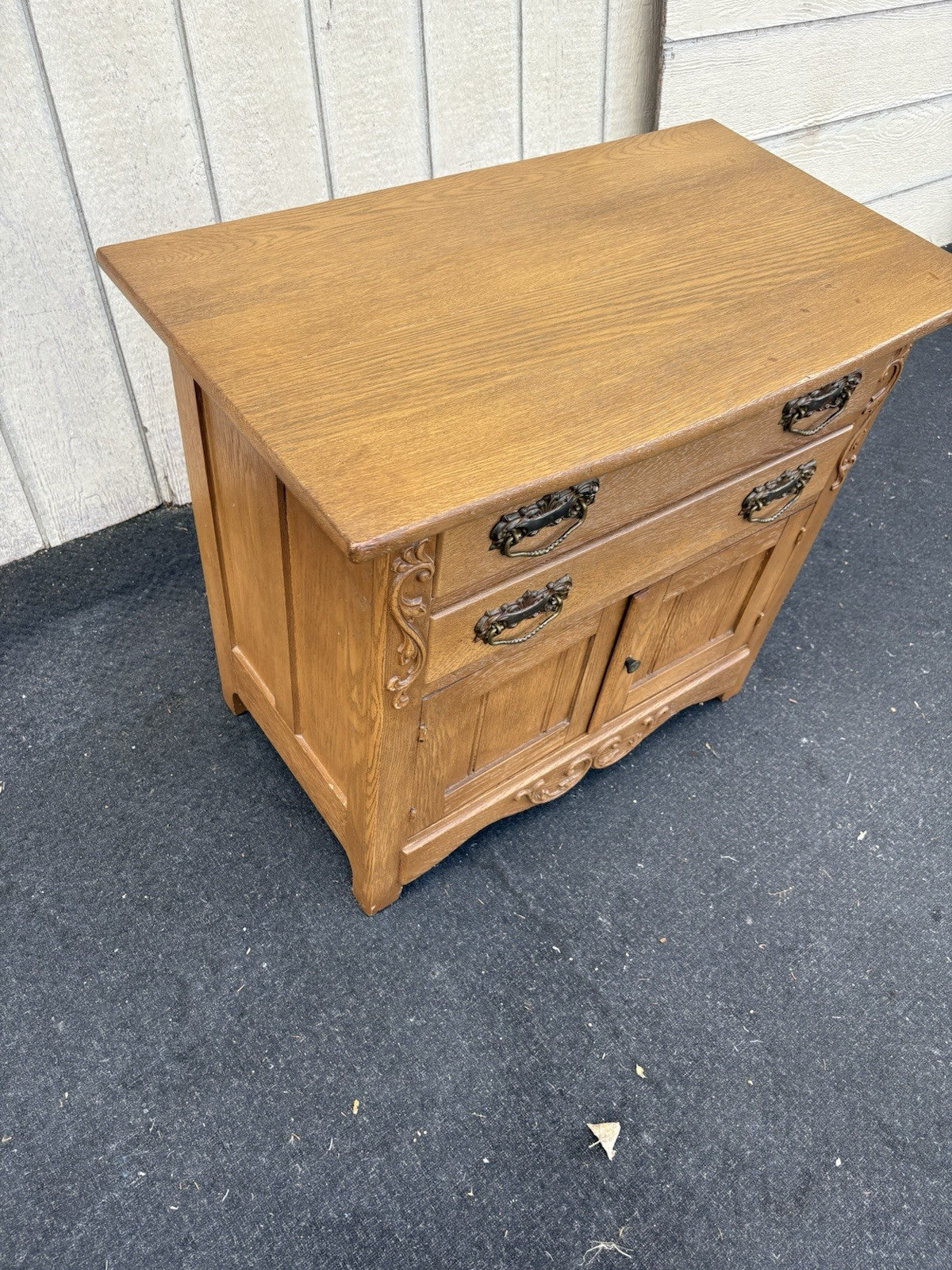 66729 Antique Victorian Oak Washstand Chest Dresser