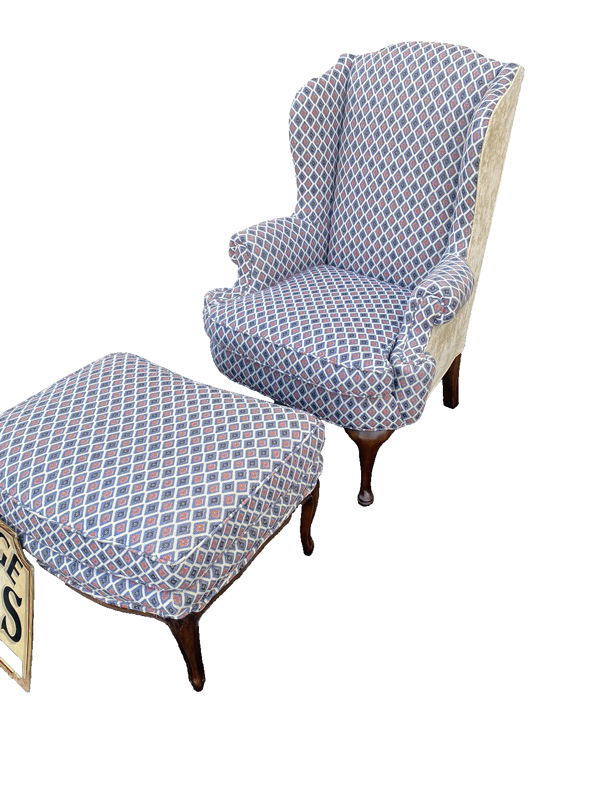 66211    WELLINGTON HALL Bergere Armchair Chair with Ottoman Stool