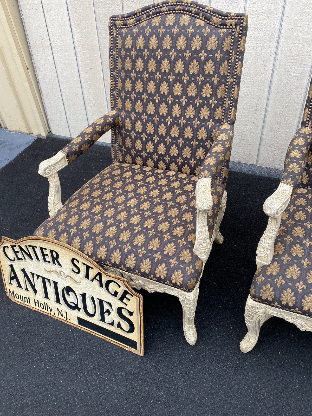 61185  Pair Romantic Shabby Armchair Chair s