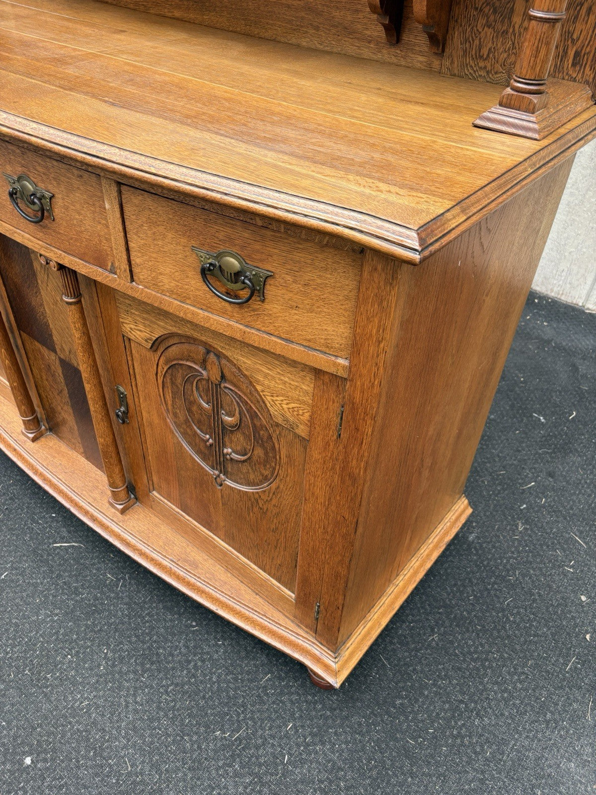 66739  Antique Victorian Oak Buffet Sideboard with Mirror