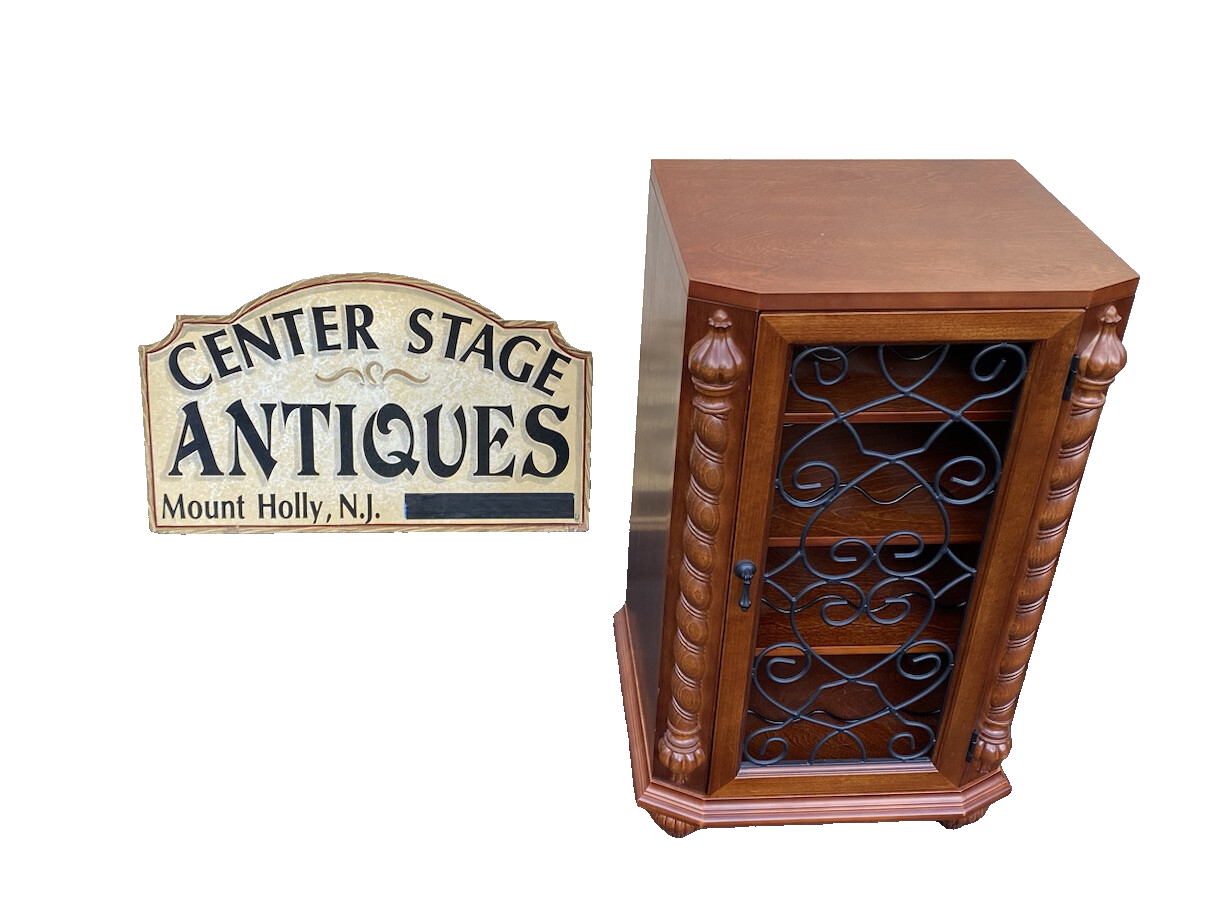 64917  Mahogany Nightstand End Table Stand Wine Rack