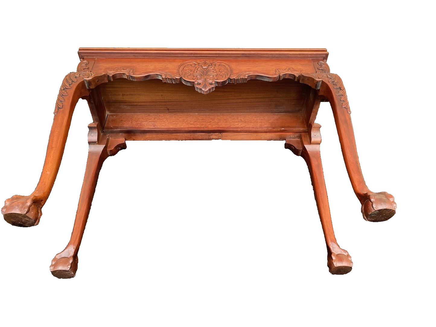 64531 Banded Mahogany Ball And Claw Foot Carved Flip Top Game ? Dining Table