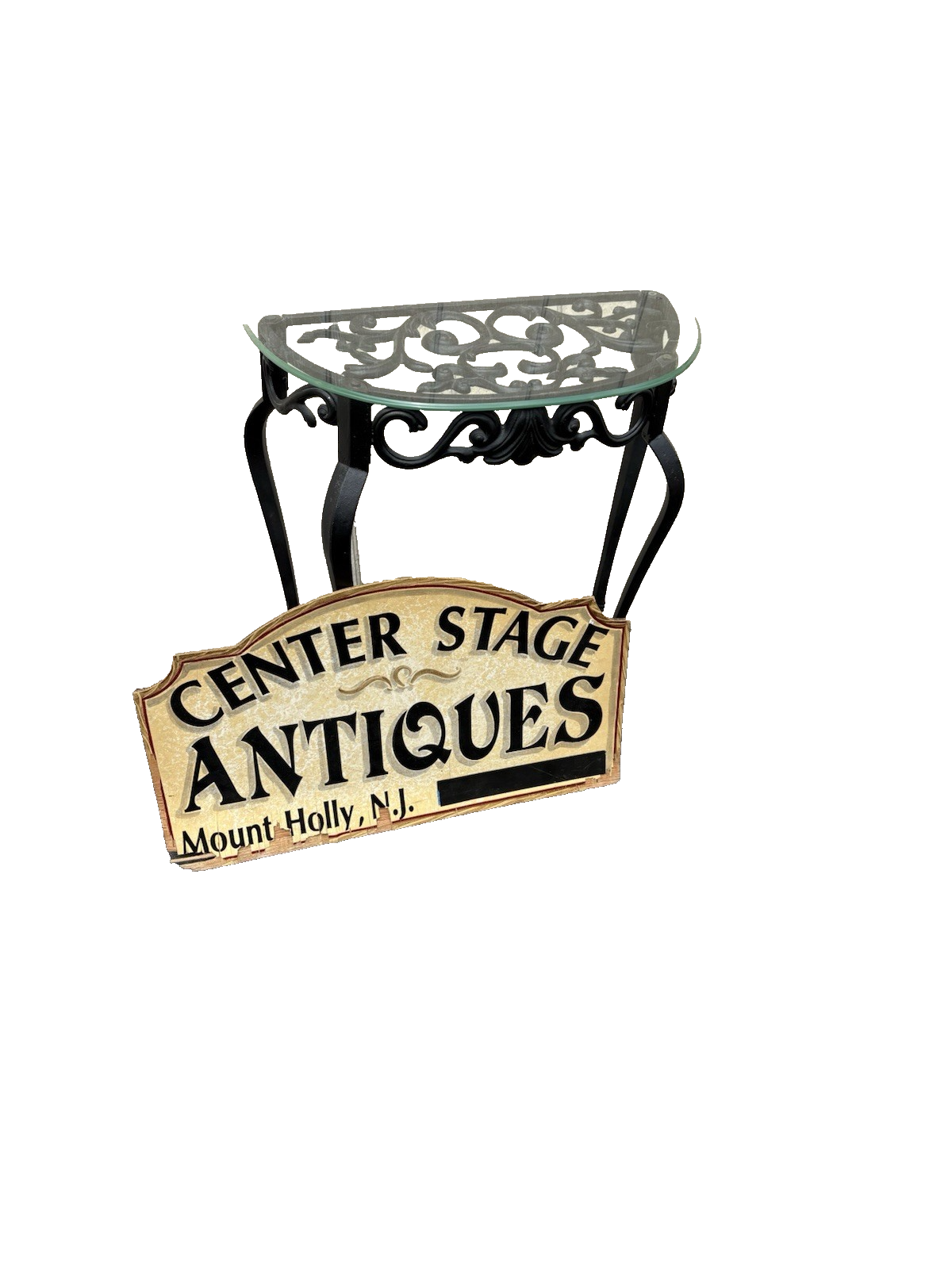 66790 Glass Top Iron Console Hall Table Stand