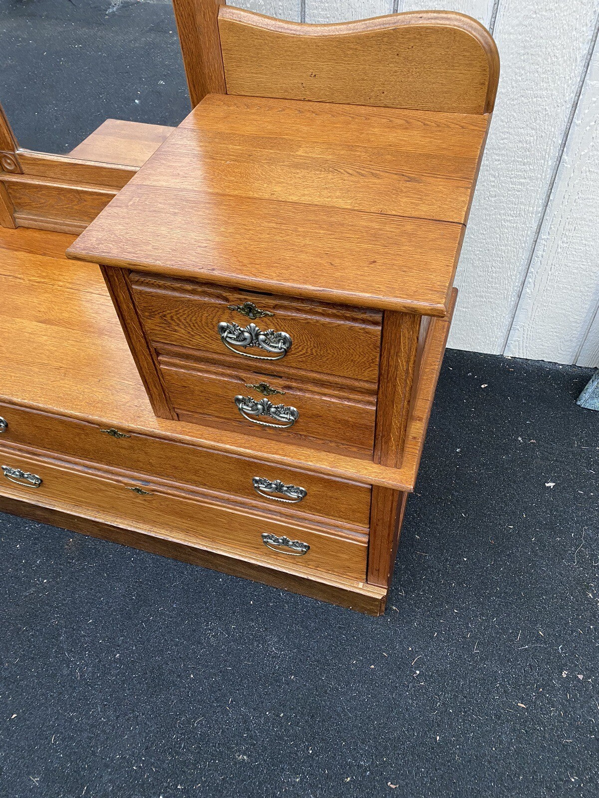 65144 Antique Victorian Oak Dresser Chest with Mirror