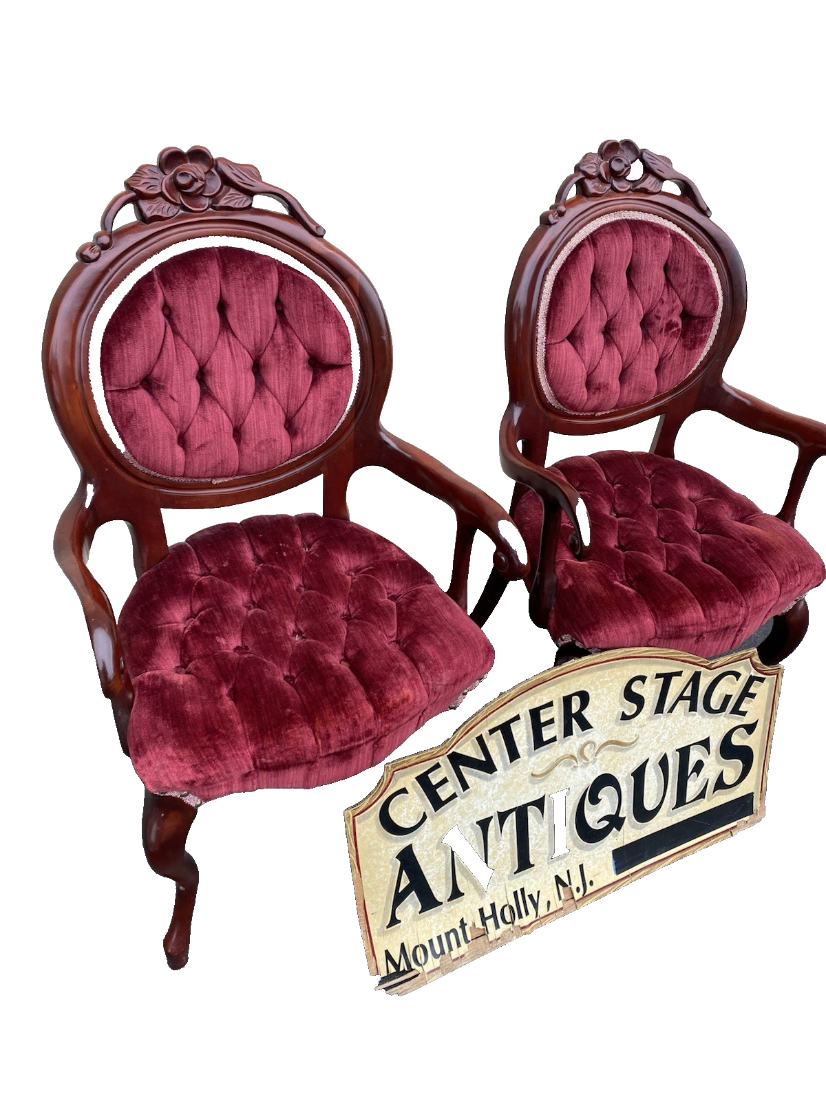 66628 Pair KIMBALL Furniture Mahogany Victorian style Armchair Chair s