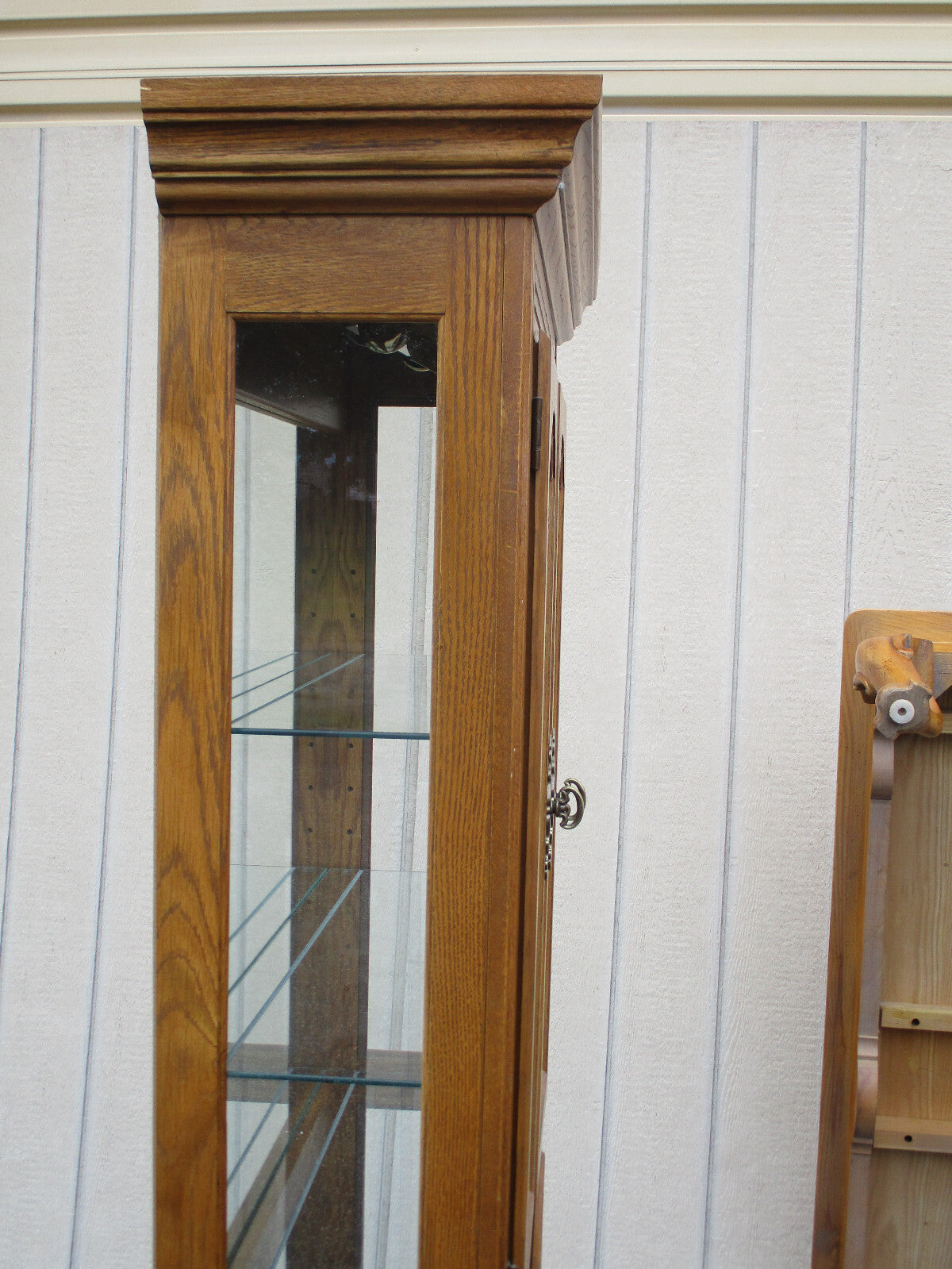 63691 Oak Curio China Cabinet With Light