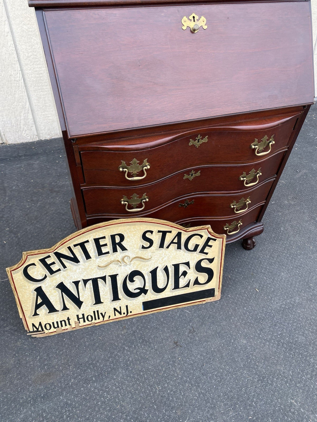 66491 JASPER Furniture Bubble Glass Secretary Desk w/ Bookcase Top