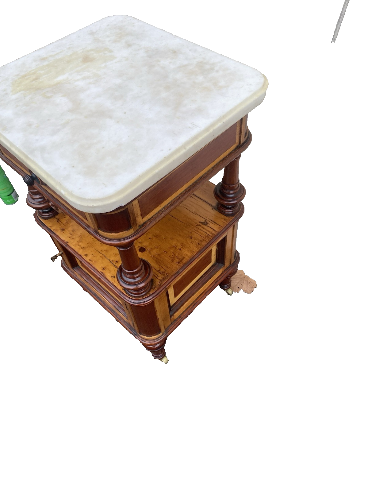 66433   Marble Top Nightstand End Table Stand