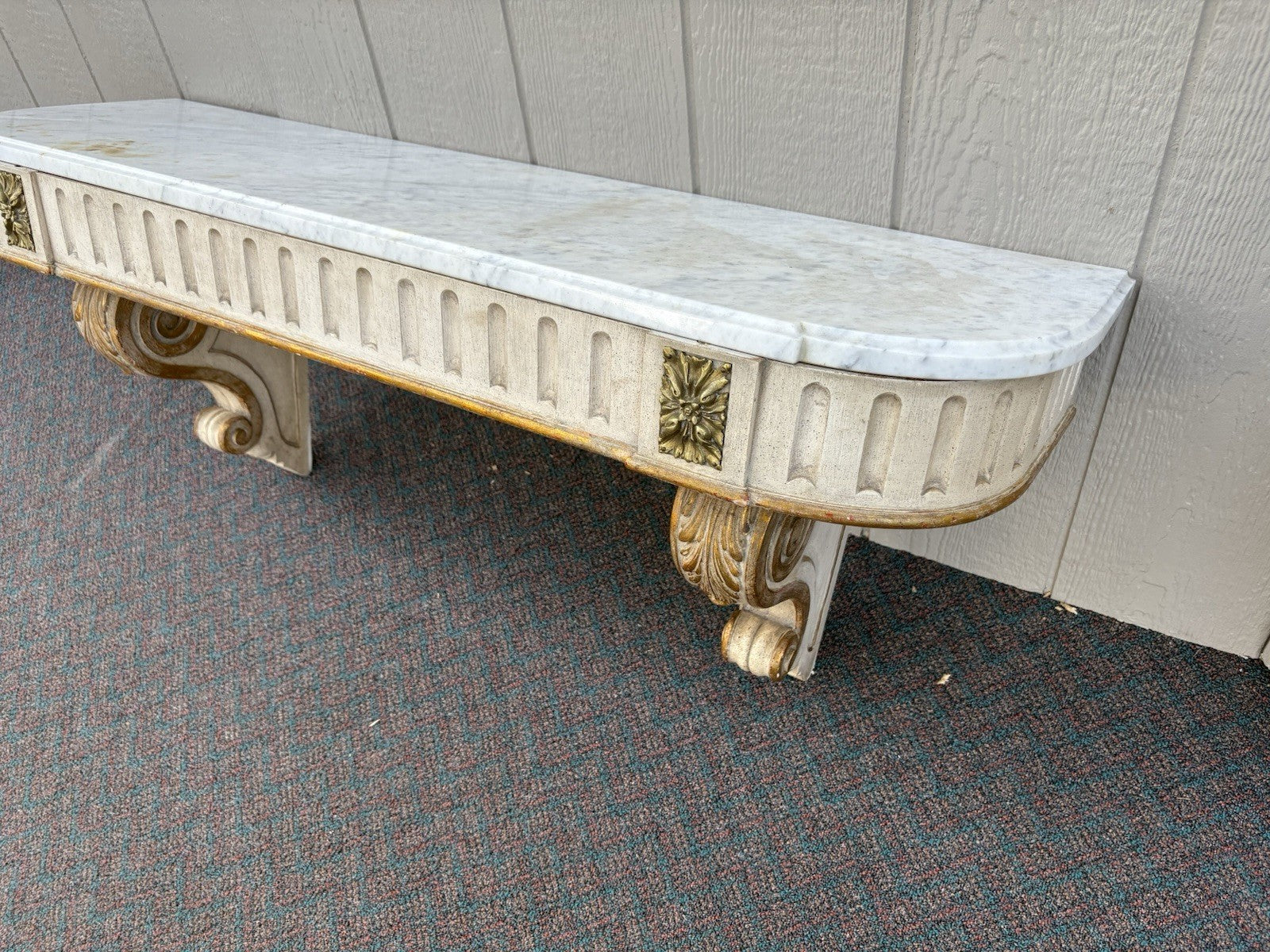 66591   Quality Wood Marble Top Wall Mantle Shelf