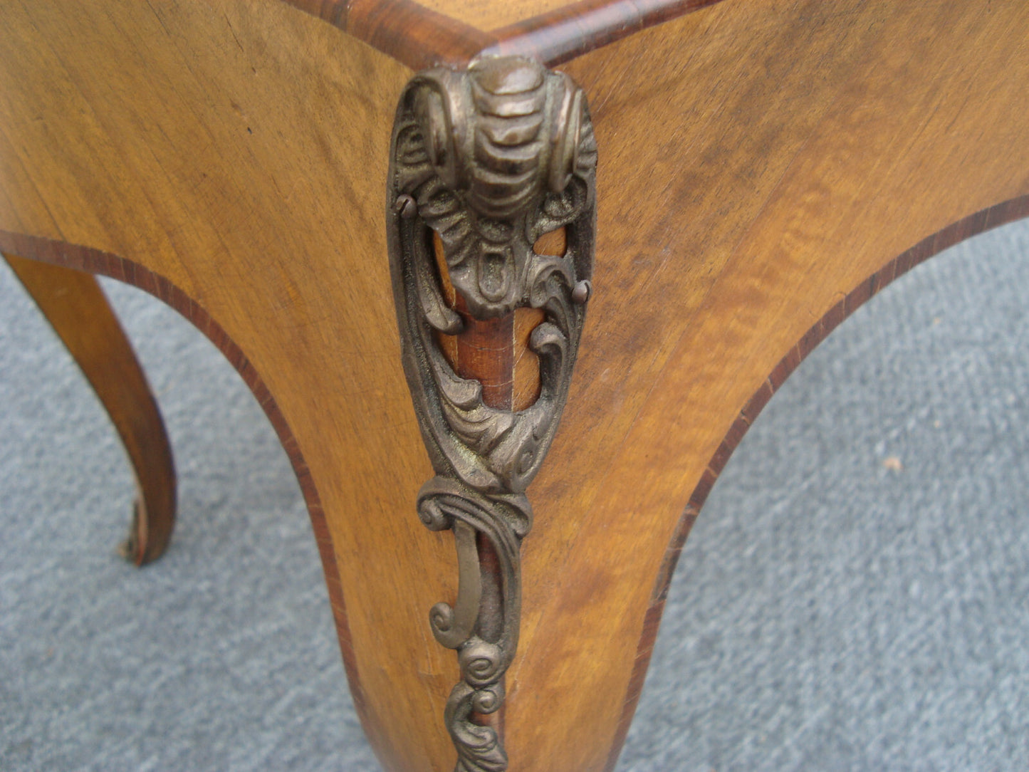 61457 Louis XV Satinwood Inlaid  Lamp Table w/ Bronze Ormalu Custom Hand Made