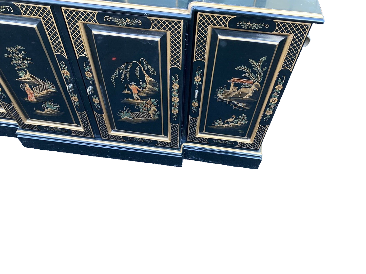 66268  ETHAN ALLEN Oriental Breakfront Curio Cabinet