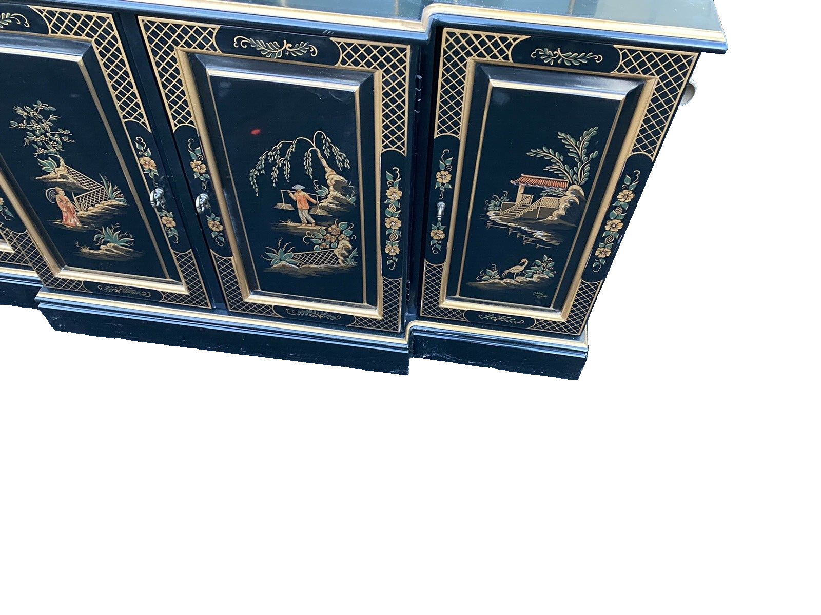 66268  ETHAN ALLEN Oriental Breakfront Curio Cabinet