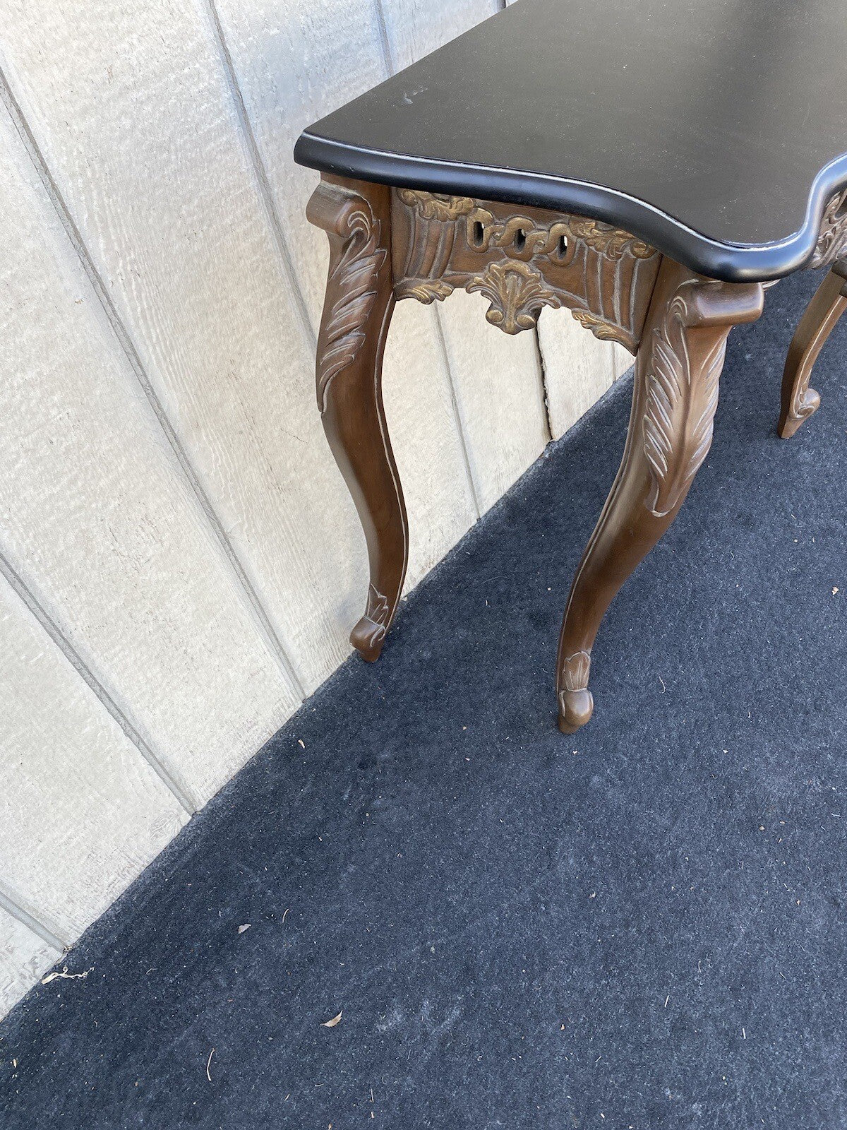 64748  Marble Top Carved Mahogany Console Table