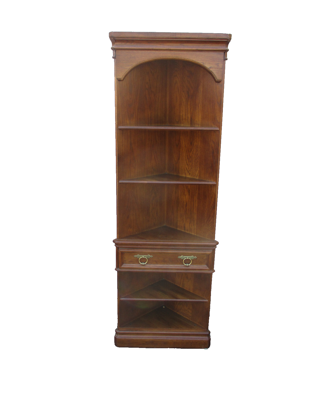 64338 Oak Corner Bookcase China Cabinet Curio with drawer