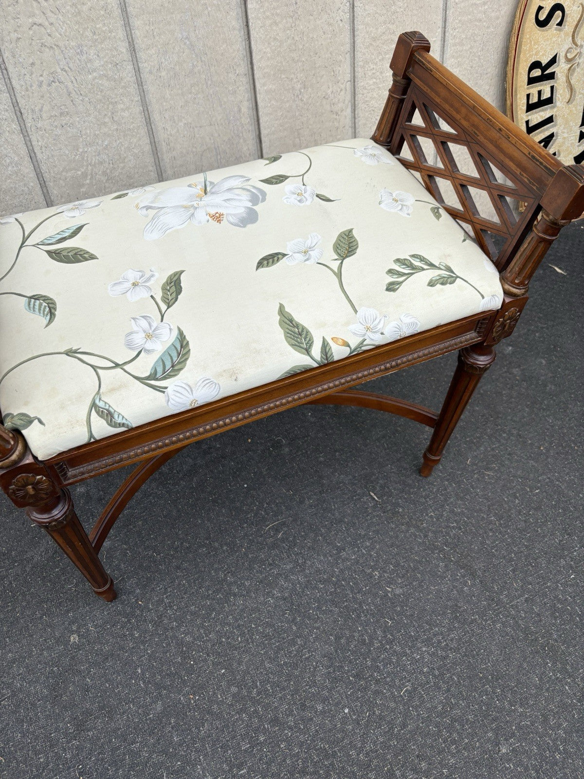 66887   Decorator Mahogany Vanity Bench Stool  XX