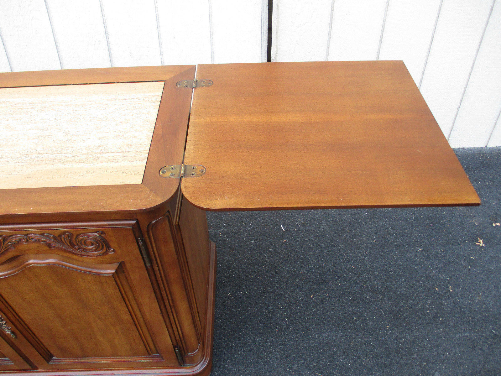 64112 Solid Maple White Furniture  Bar Cart Sideboard Server Cabinet