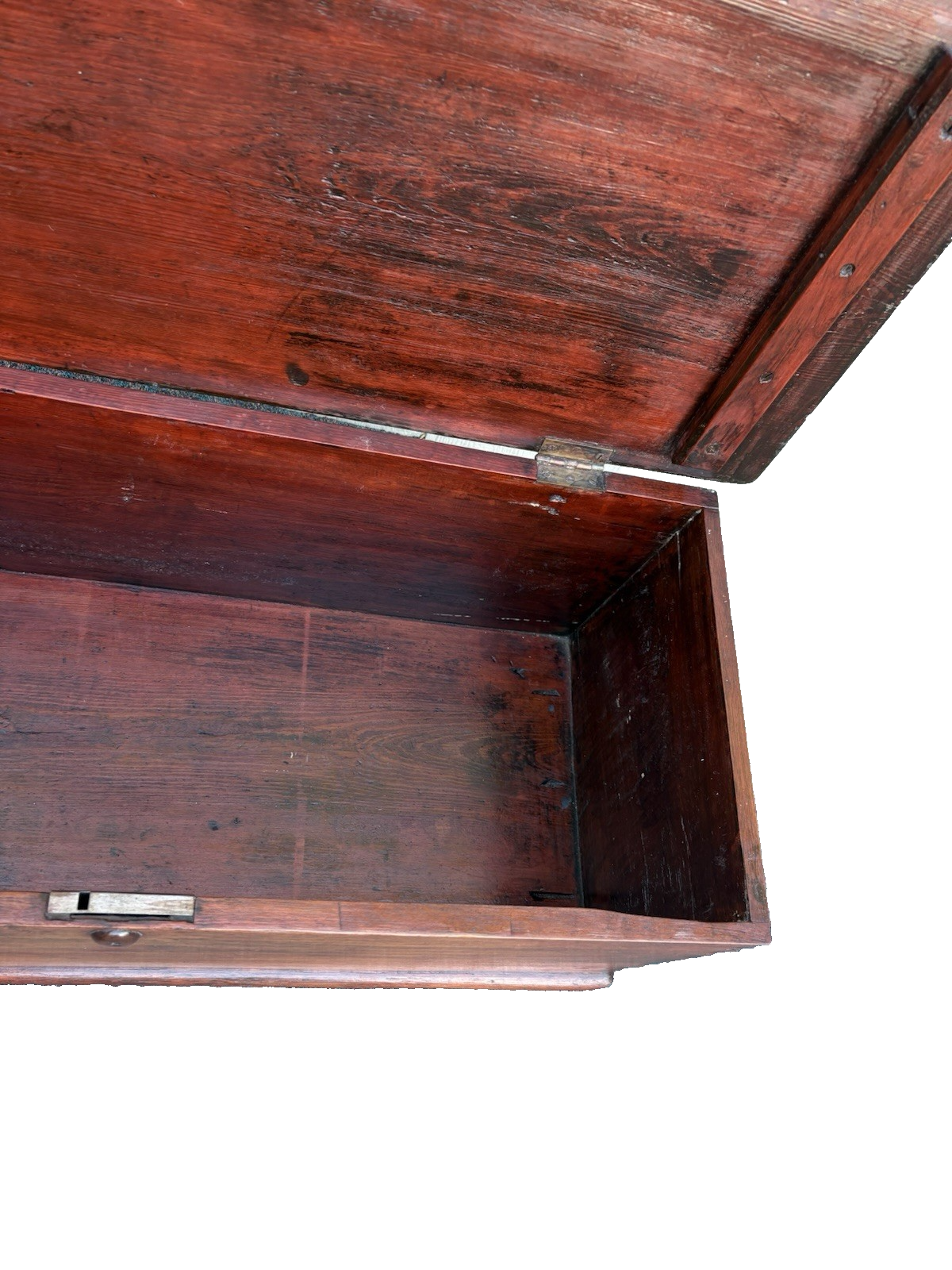 67016 Antique Primitive Storage Blanket Chest With Dovetailed Sides