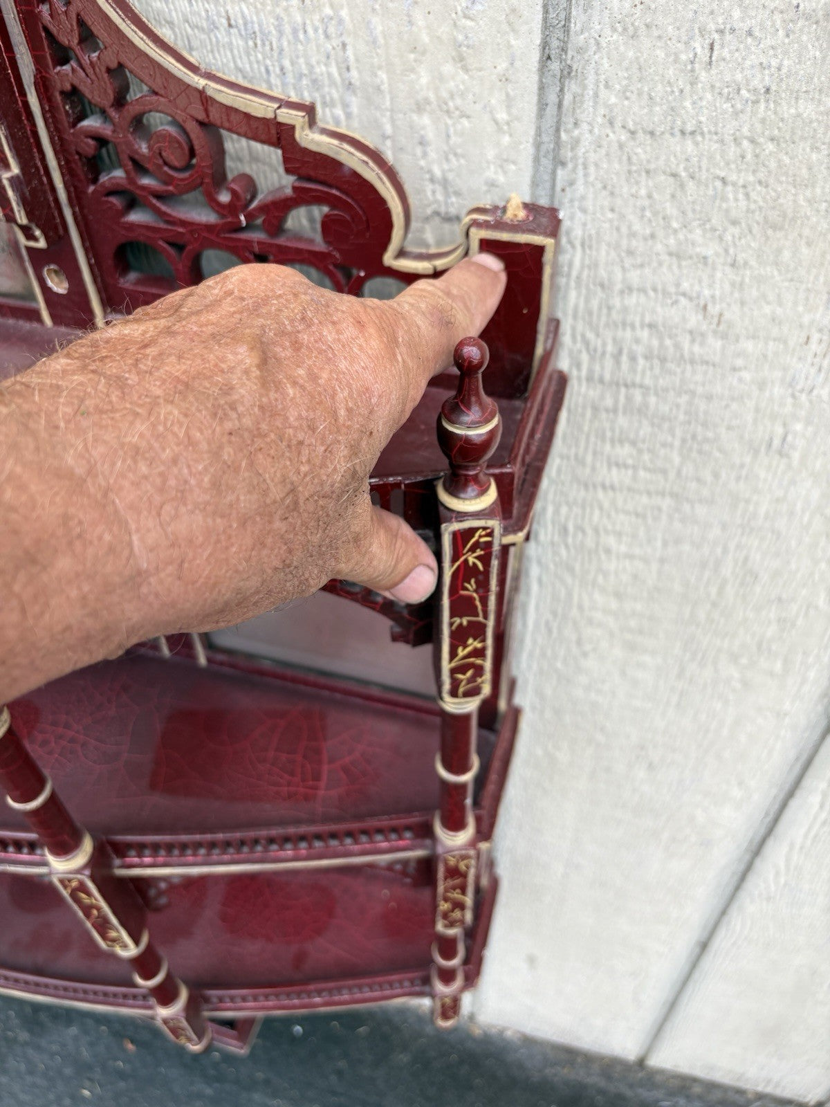 66842 Custom Hand Painted Victorian Whatnot Curio Wall Shelf